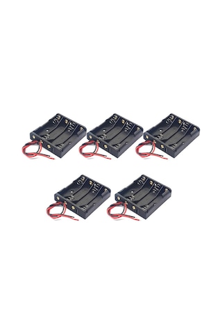 Koodmax - 5 Adet - 4'lü Aaa Küçük Kalem Pil Kutusu Yuvası Kablolu Kalem Pil Tutucu