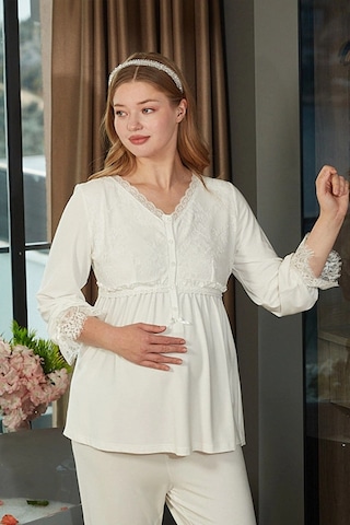 Modadua Aqua 26626 Pijama Takım Krem