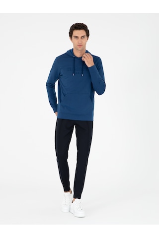 Cacharel Lacivert Slim Fit Paçası Lastikli Nervürlü Eşofman Altı