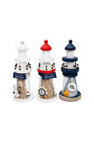 İbico İ12-241 Ahşap Deniz Feneri Maketi - Masaüstü Dekoratif Orta Boy 19 Cm- 6'li Paket Diğer