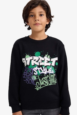 Defacto Erkek Çocuk Bisiklet Yaka Baskılı İçi Yumuşak Tüylü Sweatshirt G5559a825cwbk81 Siyah-bk81