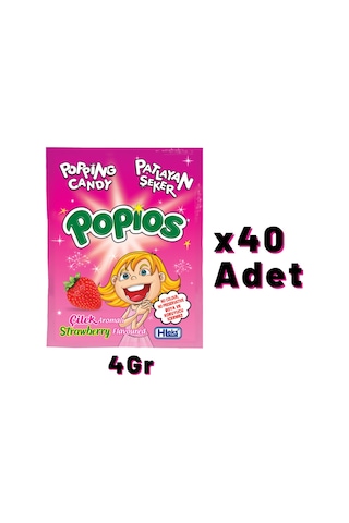 Hleks Patlayan Şeker Popios 40 Adet 4 Gr Çilek