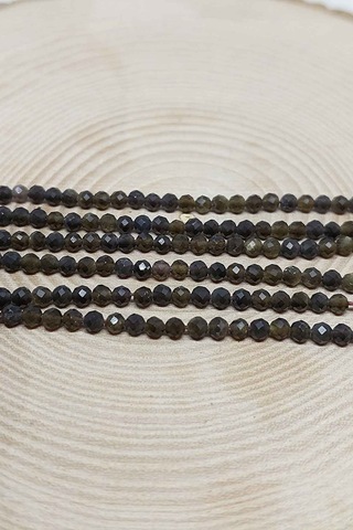 Yasamtohumu Golden & Siyah Obsidyen Taşı Yarım Dizi 2,5 MM 17 CM Çok Renkli
