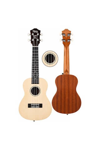 Midex Sp-21nt Kaliteli Natural Soprano Sedef İşlemeli Ukulele Seti