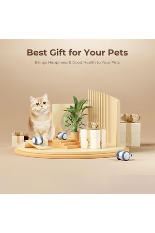 Cheerble Akıllı Kedi Fare Oyuncağı - Şarjlı, Mavi, 6x5x3.6 Cm