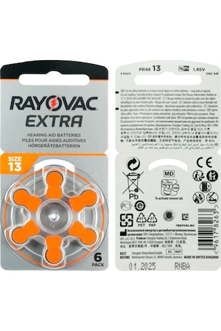 Rayovac Extra 13 Numara İşitme Cihaz Pili 6 x 10'lu
