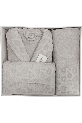 Nurpak Tek Kişilik Bornoz Seti Şalyaka-hazal Gri Beden Xl-xxl Gri