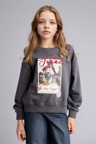 Defacto Relax Fıt Bisiklet Yaka Baskılı Sweatshirt Kız Çocuk E6759a826spar58 Antrasit-ar58