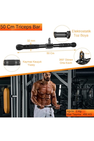 8'li Fitness Aparat Seti - Lat Puldown - V Bar - Triceps Halat