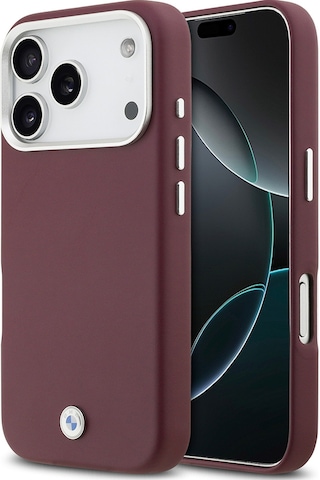 İphone 17 Pro Uyumlu Kılıf Bmw Lisanslı M-safeli Metal Logolu Tam Kaplama Deri Kapak Kırmızı Kirmizi