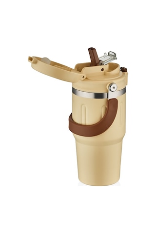 Shotay St-8166 Çift Kullanım Pipetli/rahat İçim Beyaz 650ml Çelik Termos Diğer