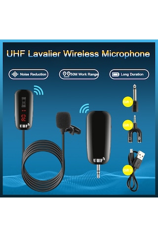 Lemestar Kablosuz Uhf Mikrofon Seti - 50m Menzilli, Akıllı Telefon/pc Uyumlu, Canlı Yayın Ve Kayıt İçin