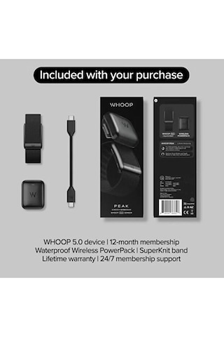 Whoop Peak 5.0 Akıllı Bileklik 12 Aylık Üyelik Dahil, Aktivite & Uyku Takibi, Kalp Atış Hızı, Hrv, Stres Takibi