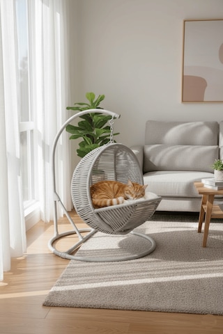 Reyo Pet Lüxperi Kedi Salıncağı & Kedi Yatağı & Kafesi 38x45x65 Cm Açık Gri