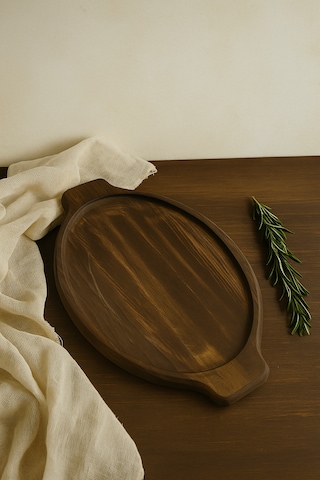 Fam Wood Art Doğal Ahşap Çok Amaçlı Sunumluk, Çerezlik, Kahvelik, Yağdanlık Altlığı Kahverengi