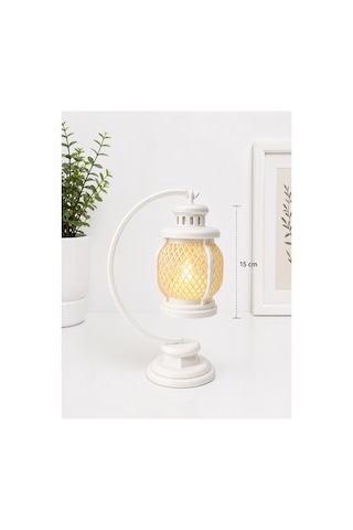 3d Dekoratif Retro Fener Gece Lambası Led Işıklı Masa Lambası 15 Cm Pla Dekoratif Aydınlatma Beyaz