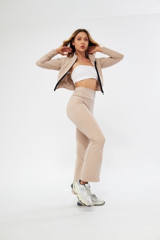 Lesa Wear İçi Polarlı Yumuşacık Şardonlu Kaşkorse Crop Likralı Hırka Bej