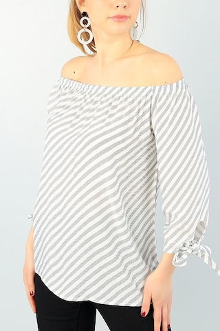 As Collection Krem Bağlamalı Kol Dokuma Kadın Bluz 001