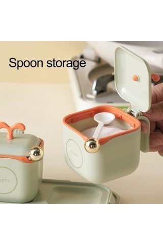 Createtech Faydalı Sızdırmaz Plastik Tuz Baharat Çeşni Mutfak Kavanoz Tedarik Seti Türkçe Yeşil