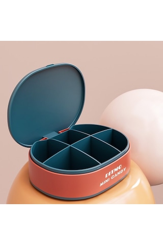 Luno Kapaklı 6 Bölmeli Taşınabilir İlaç Kutusu Lacivert