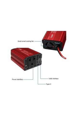 Dancemonkey 150w Güç İnvertörü 12v İla 220v Ac Araba Fişi Adaptörü Araba Çakmağı İçin Kırmızı