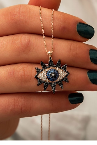 Papatya Silver 925 Ayar Gümüş Taşlı Göz Kolye