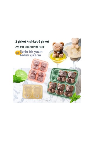 Novahub Silikon 6'lı Ayı Buz Kalıbı Seti: Kahve, Süt, Çay, Şekerleme, Dekorasyon İçin Yeşil Yeşil