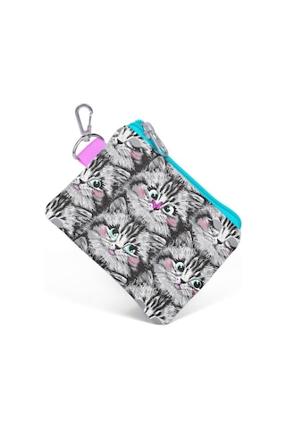 Coral High Gri Kedi Bozuk Para Çantası - Kız Çocuk
