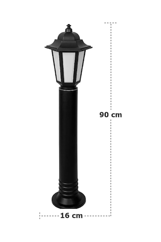 Klas 90 Cm Bahçe Yol Aydınlatması Zita Set Üstü Bahçe Direkleri Siyah
