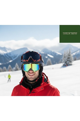 Esrada Kayak Gözlüğü Antifog Ventilli Uv Korumalı Güneş Kar Gözlük Aynalı Gökkuşağı Snowboard Glasses Sporu Yeşil