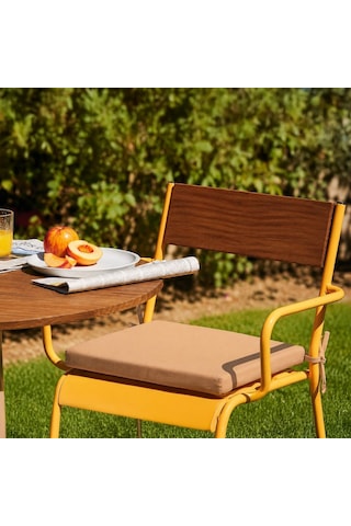 Sandalye Oturum Minderi Renkli 40x40x4 Bağcıklı Çıkarılabilir Kılıflı Çökme Yapmaz Koyu Bej 2'li Çok Renkli