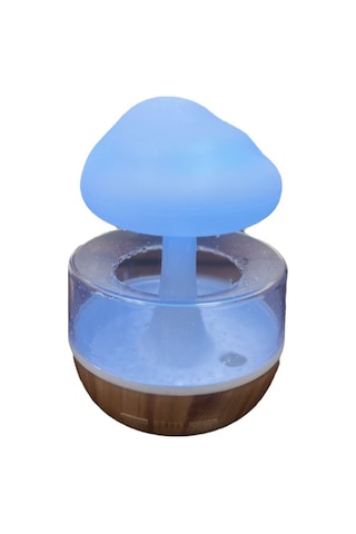 Yifomall Ev İçin Ahşap Desenli Renkli Fenerli Nemlendirici - Yağmur Su Sesli Aromaterapi Makinesi Uyku Için