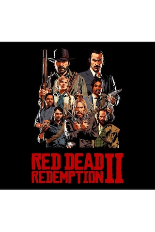 Red Dead Redemption 2 - Oyun Baskılı Unisex %100 Pamuk Bisiklet Yaka Siyah Sweatshirt Siyah