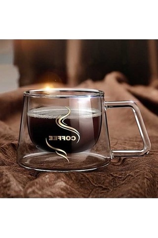 Didadodo Çift Camlı Borosilikat Kahve Fincanı Seti - İzolasyonlu, Şeffaf, 2'li - 6.8 Oz Şeffaf İle Pratik Kahve Sevdalısılar İçin Şeffaf