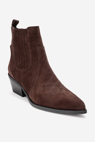Luvishoes Julıeta Kahverengi Süet Hakiki Deri Kadın Western Bot Kahverengi