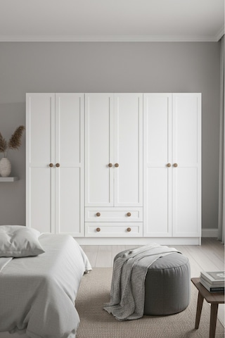 Bohem 4 Kapak 2 Çekmece Aynalı Gardırop K7 Mdf Kapak Beyaz