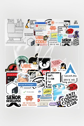 Yazılımcı Laptop Sticker Paketi 27 Parça Kaliteli Su Geçirmez Developer Etiket Seti Çok Renkli