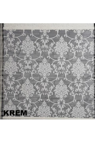 Asyhome Siyah-Krem Damask Desen Çift Mek. Tül Stor Zebra Perde