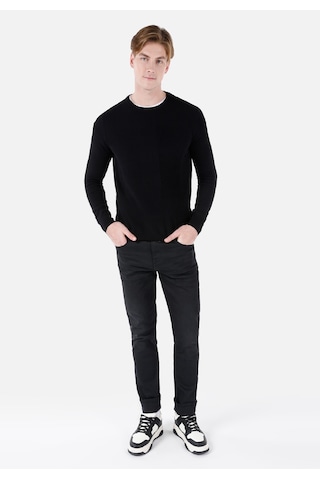 Colin's Colins Regular Fit Yuvarlak Yaka Jakarlı Erkek Siyah Kazak Cl1067490 Q1.v1 Blk Siyah
