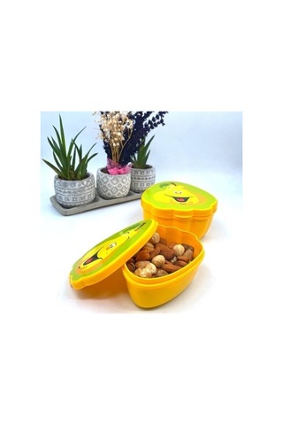 Buffer 2'li İç İçe Geçebilen Armut Model Saklama Ve Beslenme Kabı Seti 550 Ml + 250 Ml Çok Renkli