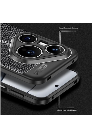 Huawei Pura 80 Pro Uyumlu Silikon Kılıf Deri Desenli Kamera Korumalı Autofocus Kapak Siyah