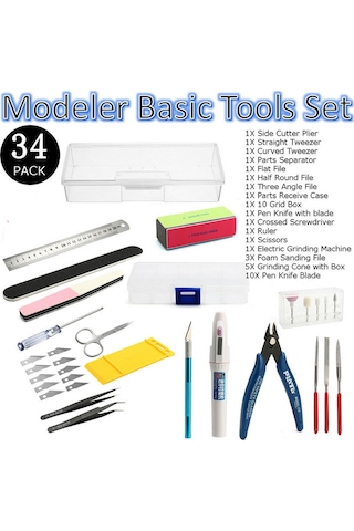 34 Adet Dıy Modelci Temel Aletler Zanaat Seti Hobi E11879-2