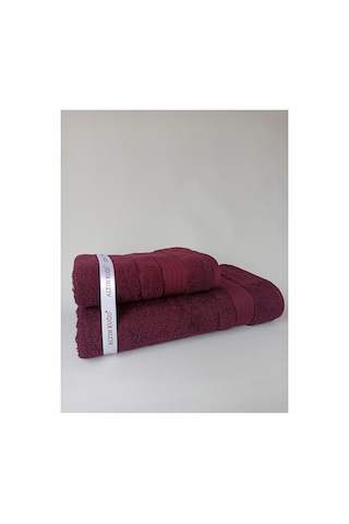Özdilek Trendy Büyük Boy Banyo Havlu Seti 2'li- 90x150 Cm + 50x90 Cm Mürdüm