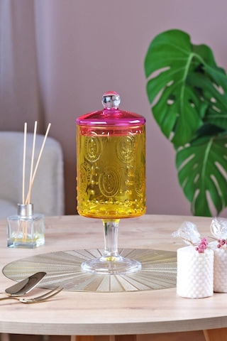 Glore Kavanoz Fleur Ayaklı Sarı Pembe 83324 Çok renkli