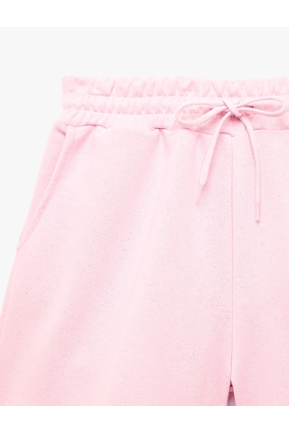Koton Slim Fit Beli Bağcıklı Cepli Simli Mini Şort Pembe 6sal40139ık Gül
