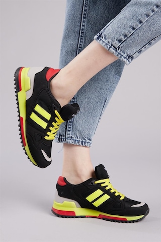 Tonny Black Termo Taban Şeritli Bağcıklı Unisex Siyah Sarı Spor Ayakkabı Tb282-0 Siyah Sarı