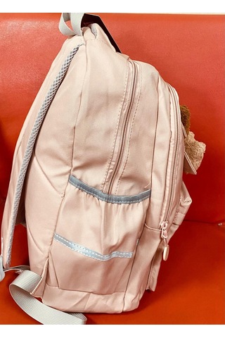 Young 51666 İki Ayıcık Maskotlu Okul Çantası Sırt Çantası Lise Çantası Spor Çanta Günlük Çanta Pembe Desenli