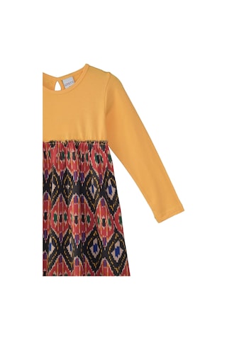 Lovetti Kavun Sarı Kız Çocuk Kilim Desen Uzun Kol Elbise 7910H006 Sarı