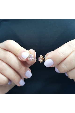 Lova Pırlantalı Oval Morganit Anturaj Küpe - 3070019