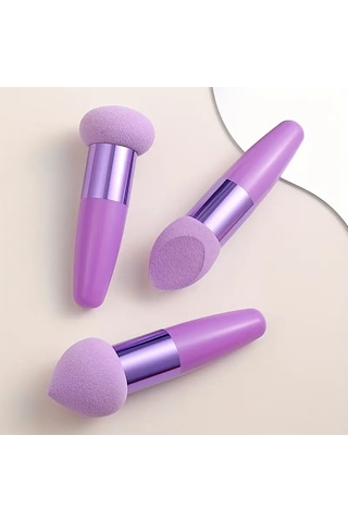 3 Adet Makyaj Süngeri Güzellik Fondöteni Karıştırma Süngeri Makyaj Süngeri Kama Fondöten Süngerleri Saplı Kozmetik Karıştırıcı Profesyonel Güzellik Süngeri Karıştırıcı